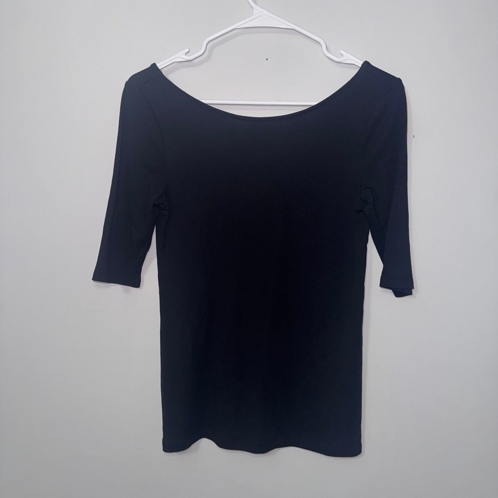 Old Navyโ Women's Black Wide Neck Open Back Top 1/2 Sleeves - Size Small